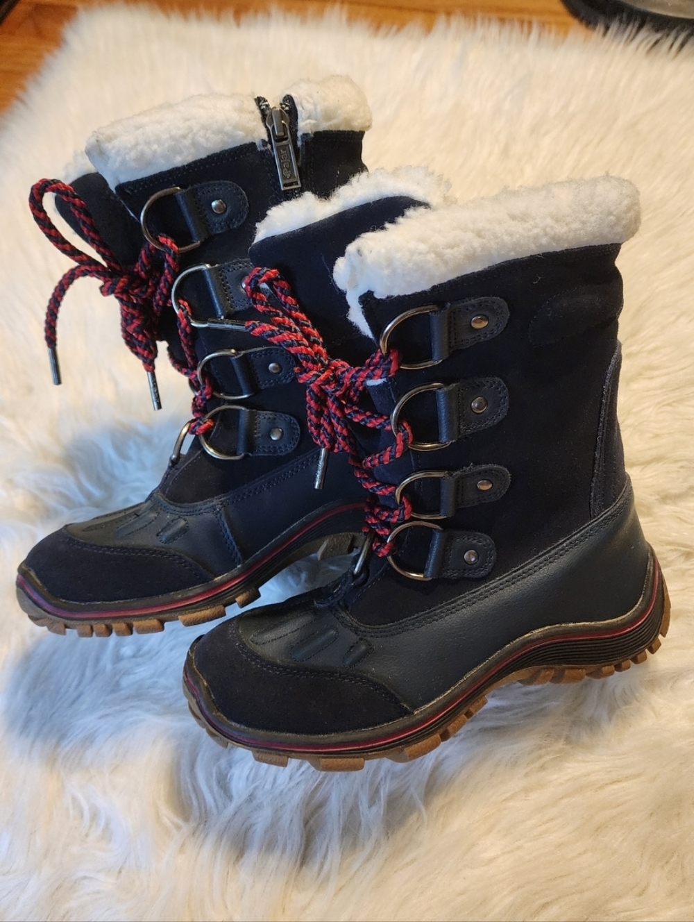 Navy Pajar Canada Alina Snow Fur Lined Lace Up Boots - Picture 6 of 14
